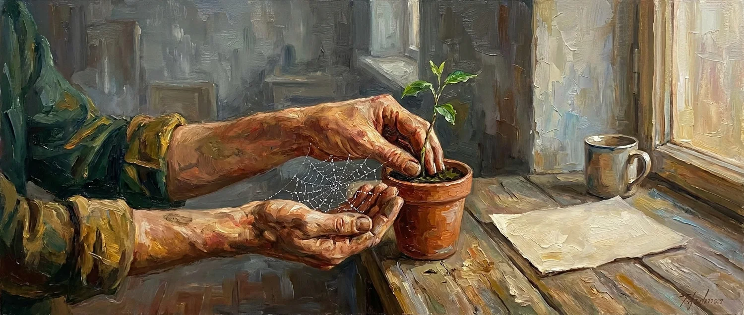 Painterly portrait evoking the personality of deepseek-chat