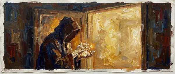 Painterly portrait evoking the personality of qwen3-coder-flash